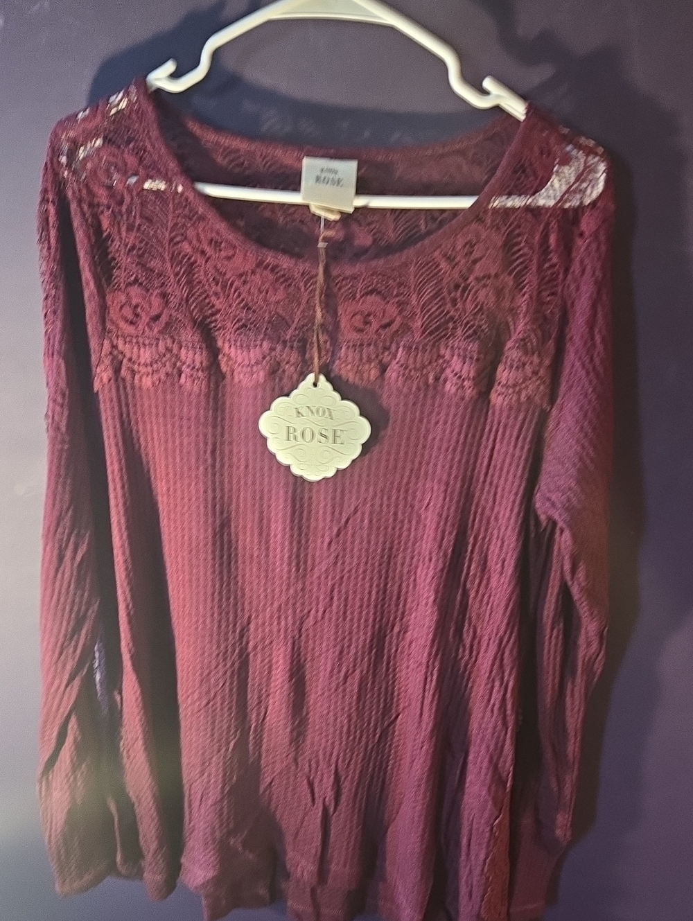 R Extra Large Knox Rose Thermal And Lace Tunic